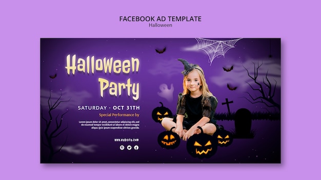 PSD gratuito plantilla de facebook para la celebración de halloween