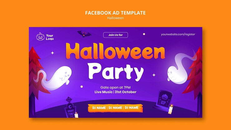 PSD gratuito plantilla de facebook para la celebración de halloween
