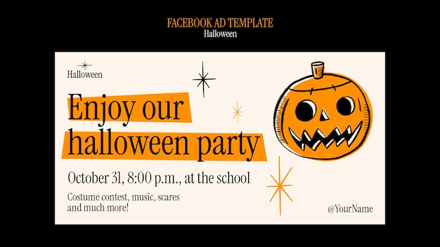 PSD gratuito plantilla de facebook para la celebración de halloween