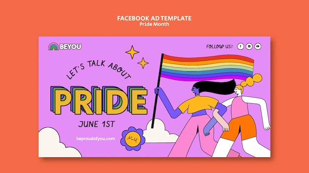 PSD gratuito plantilla de facebook de celebración del mes del orgullo