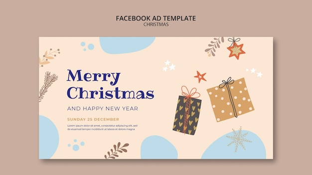Plantilla de facebook de celebración de navidad de diseño plano