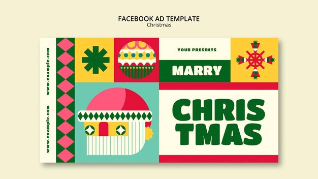 Plantilla de facebook de celebración de navidad de diseño plano