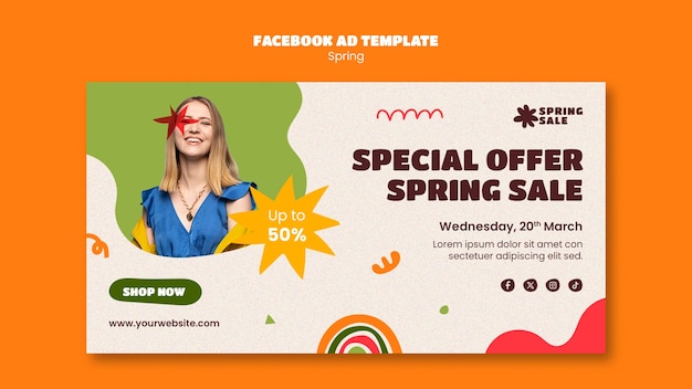 PSD gratuito plantilla de facebook para la celebración de la primavera