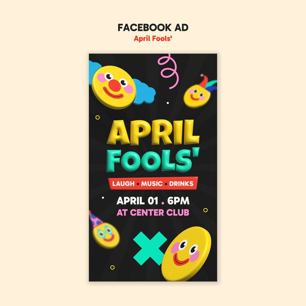 plantilla de Facebook para la celebración del primer de abril