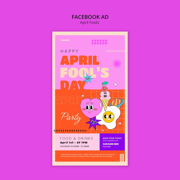 PSD gratuito plantilla de facebook para la celebración del primer de abril