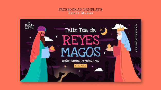 PSD gratuito plantilla de facebook de la celebración de reyes magos