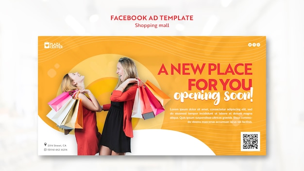 PSD gratuito plantilla de facebook de centro comercial de diseño plano