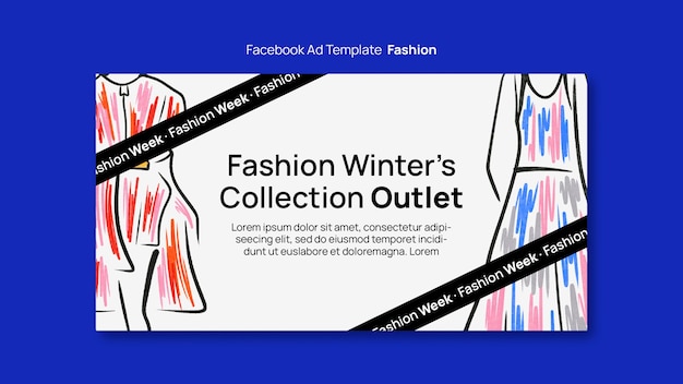 Plantilla de facebook de colección de moda dibujada a mano