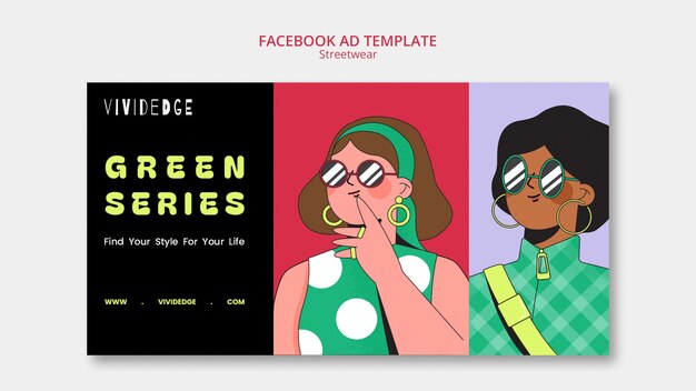 Plantilla de facebook de colección streetwear de diseño plano
