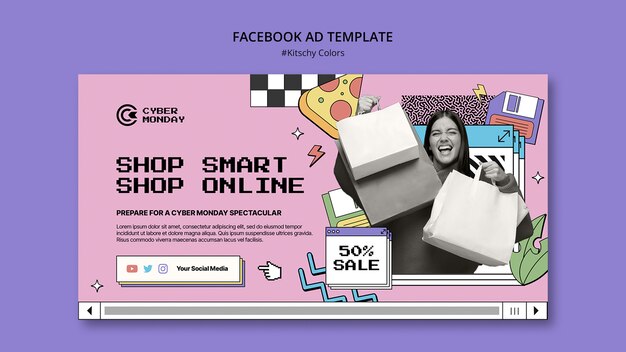 PSD gratuito plantilla de facebook de colores kitsch