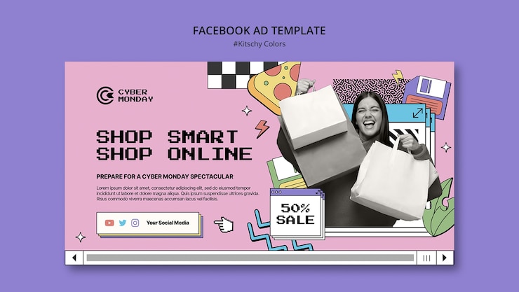 PSD gratuito plantilla de facebook de colores kitsch