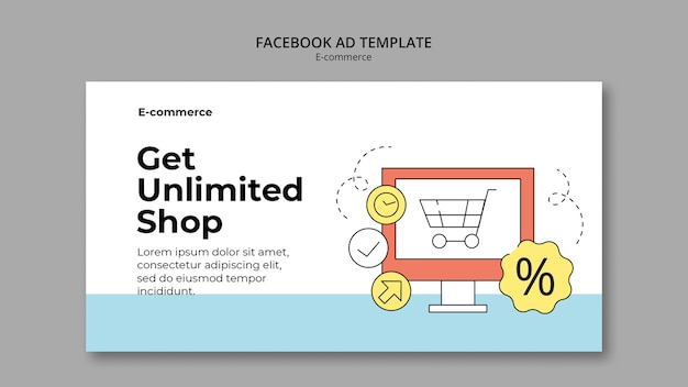 Plantilla de facebook de comercio electrónico dibujada a mano