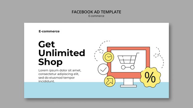 Plantilla de facebook de comercio electrónico dibujada a mano