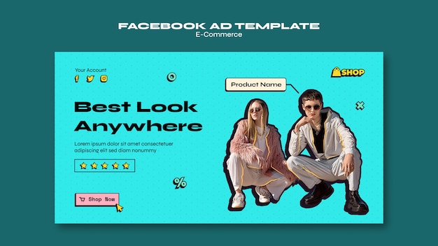 Plantilla de facebook de comercio electrónico de estilo retro