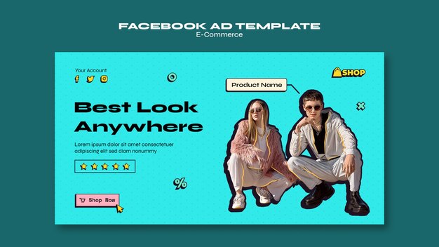 Plantilla de facebook de comercio electrónico de estilo retro