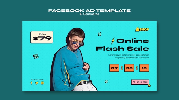 Plantilla de facebook de comercio electrónico retro