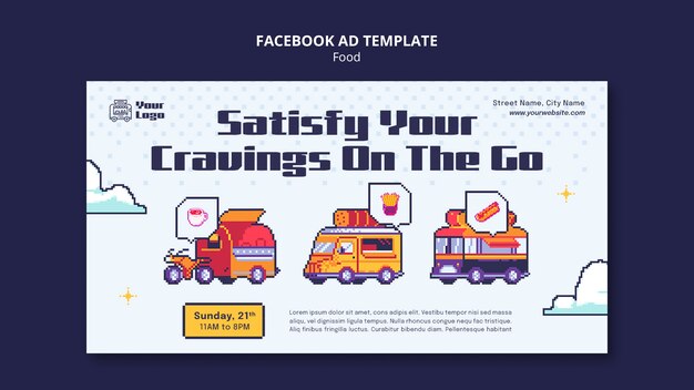 Plantilla de facebook de comida deliciosa dibujada a mano