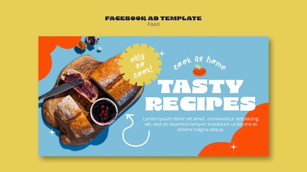 PSD gratuito plantilla de facebook de comida deliciosa dibujada a mano