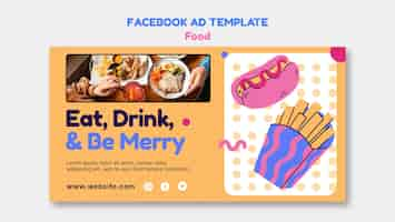 PSD gratuito plantilla de facebook de comida deliciosa dibujada a mano