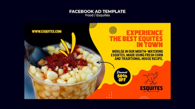 PSD gratuito plantilla de facebook de comida deliciosa de diseño plano