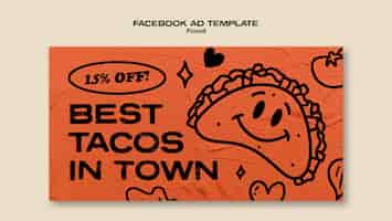 PSD gratuito plantilla de facebook de comida mexicana dibujada a mano