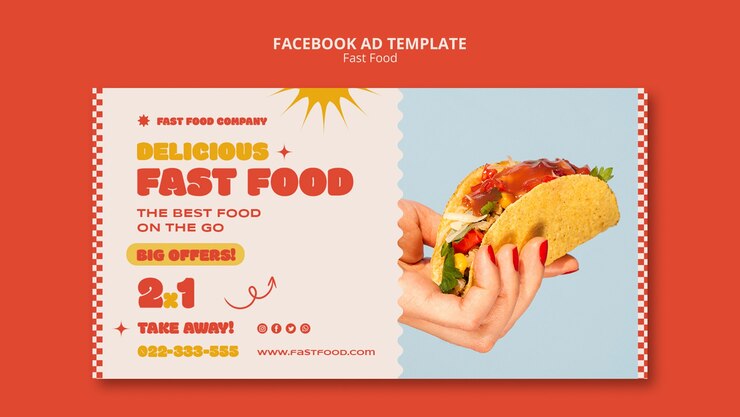 PSD gratuito plantilla de facebook de comida rápida sabrosa