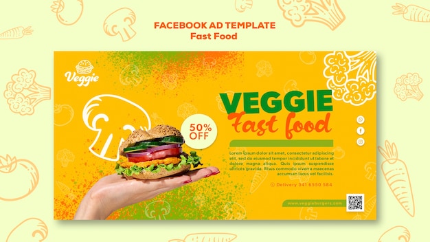 PSD gratuito plantilla de facebook de comida rápida vegana sabrosa