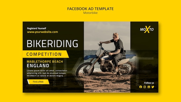 PSD gratuito plantilla de facebook de competición de motos