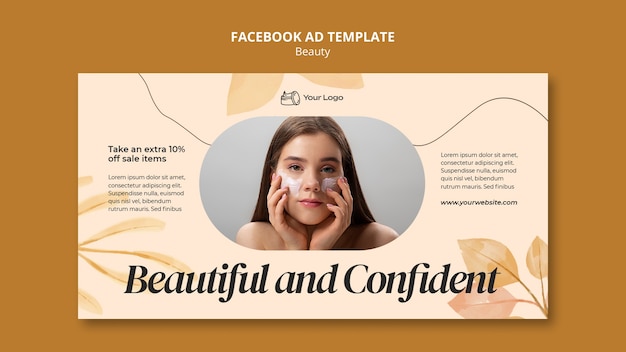 Plantilla de facebook de concepto de belleza en acuarela