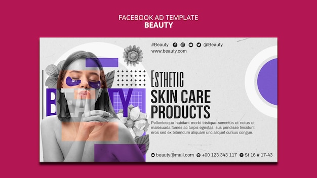 PSD gratuito plantilla de facebook de concepto de belleza de diseño plano