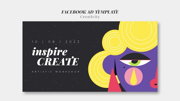 Plantilla de facebook de concepto de creatividad de diseño plano