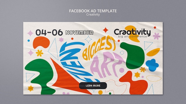 PSD gratuito plantilla de facebook de concepto de creatividad de diseño plano