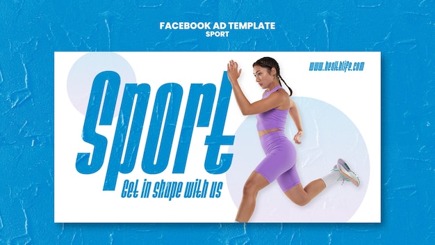 PSD gratuito plantilla de facebook de concepto de deporte de diseño plano
