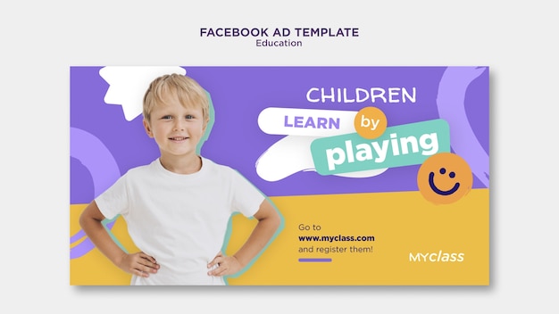 Plantilla de facebook de concepto de educación de diseño plano