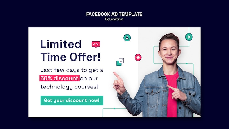 PSD gratuito plantilla de facebook de concepto de educación de diseño plano