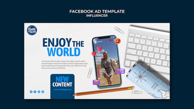 PSD gratuito plantilla de facebook de concepto de influencer