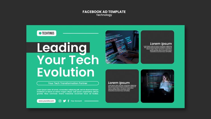 PSD gratuito plantilla de facebook de concepto de innovación tecnológica