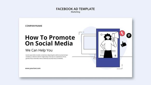 Plantilla de facebook de concepto de marketing dibujado a mano