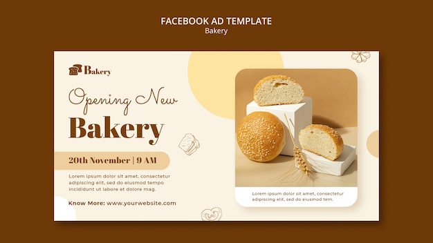 Plantilla de facebook de concepto de panadería dibujada a mano