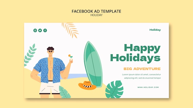 PSD gratuito plantilla de facebook de concepto de vacaciones