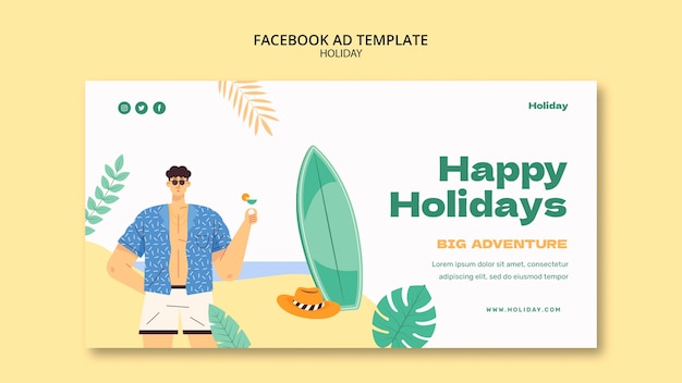 Plantilla de facebook de concepto de vacaciones