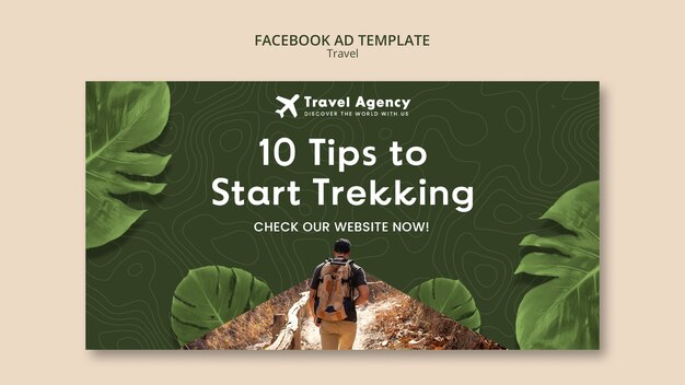 Plantilla de facebook de concepto de viaje realista