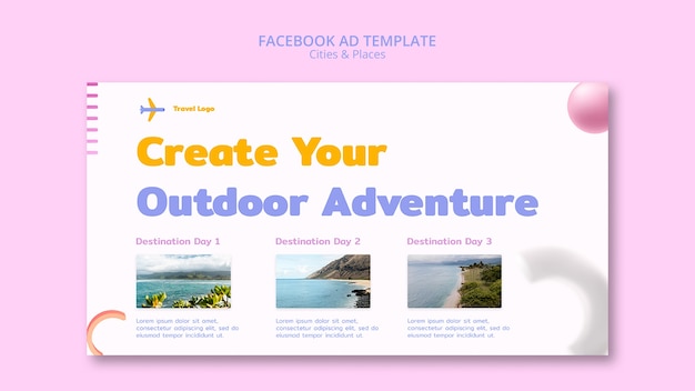 PSD gratuito plantilla de facebook de concepto de viaje