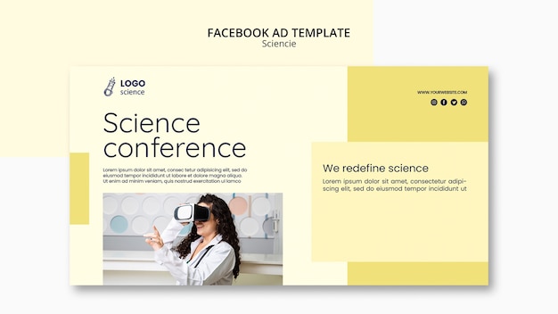 PSD gratuito plantilla de facebook de conferencia científica dibujada a mano