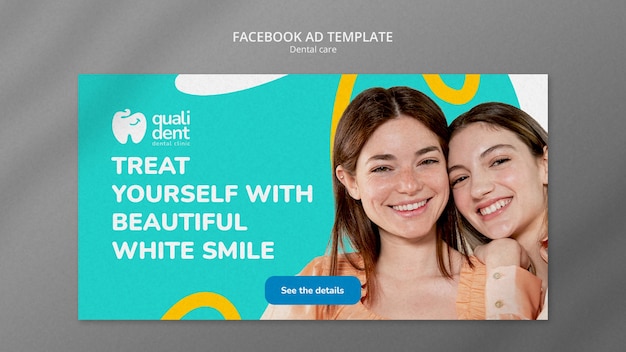 PSD gratuito plantilla de facebook de cuidado dental de diseño plano