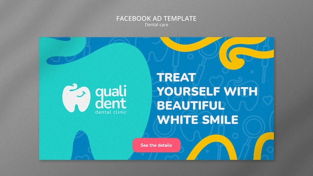 PSD gratuito plantilla de facebook de cuidado dental de diseño plano