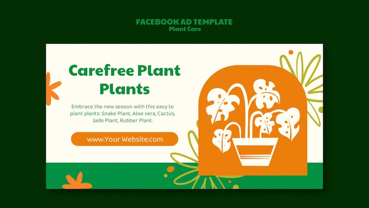 PSD gratuito plantilla de facebook de cuidado de plantas de diseño plano