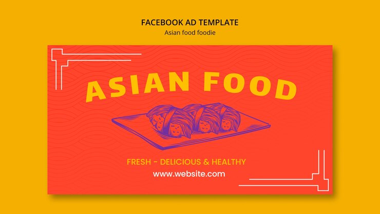 PSD gratuito plantilla de facebook de deliciosa comida asiática