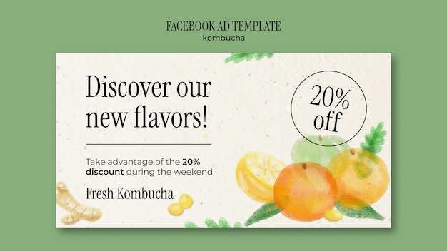 PSD gratuito plantilla de facebook de deliciosa kombucha