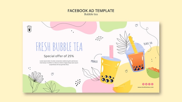 PSD gratuito plantilla de facebook de delicioso té de burbujas